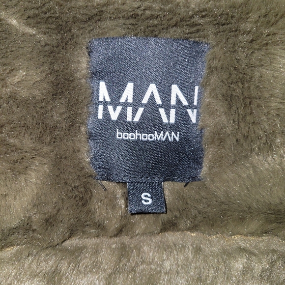 BoohooMan Faux Fur Lined Suede Aviator Jacket Men's Size Small - Picture 7 of 8